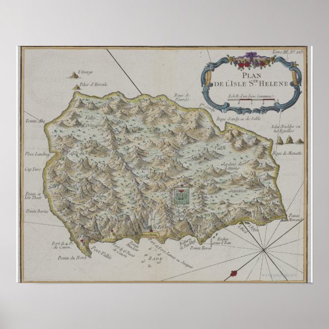 Póster Mapa de la isla de Santa Elena (Frente)