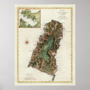 Póster Mapa de la Isla de Santa Lucía (1794)