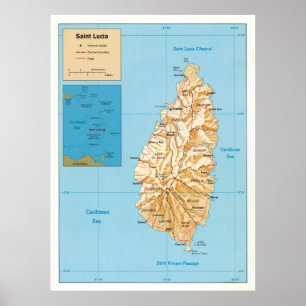 Póster Mapa de la isla de Santa Lucía (1991)