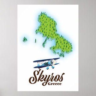 Póster Mapa de la isla de Skyros Grecia