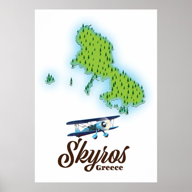 Póster Mapa de la isla de Skyros Grecia (Frente)