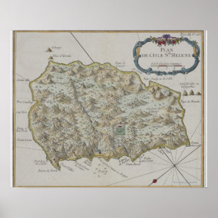 Póster Mapa de la isla de St. Helena