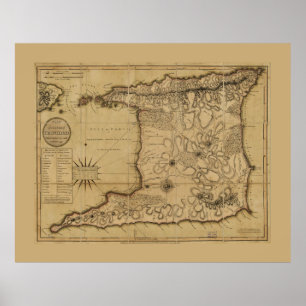 Póster Mapa de la isla de Trinidad (1797)