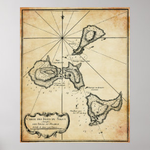 Póster Mapa de la Isla del Diablo Infame. 1764