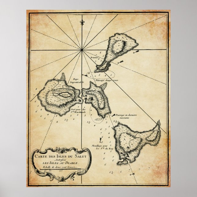 Póster Mapa de la Isla del Diablo Infame. 1764 (Frente)