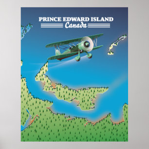 Póster Mapa de la Isla del Príncipe Eduardo, Canadá.