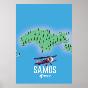Póster Mapa de la isla griega de Samos