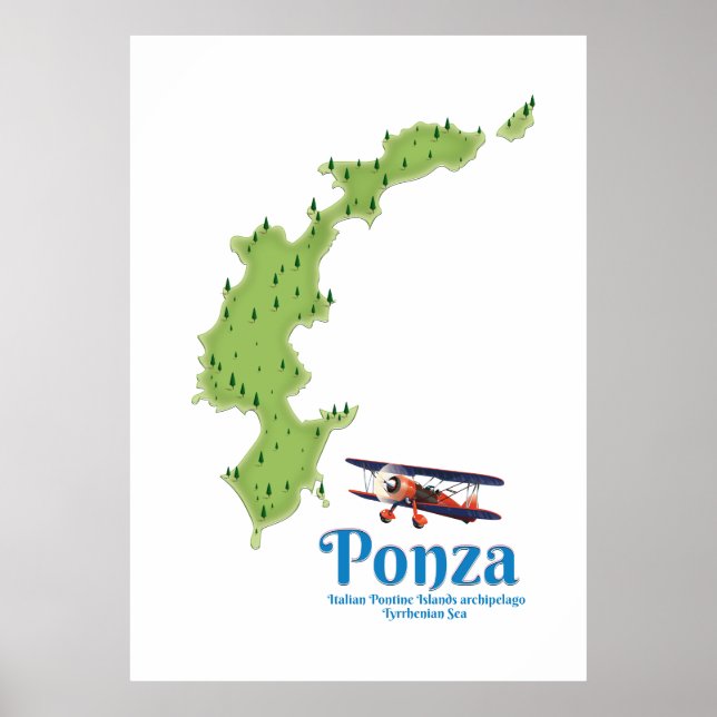 Póster Mapa de la isla italiana de Ponza. (Frente)