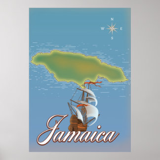 Póster Mapa de la isla jamaiquina de viajes