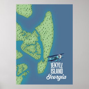 Póster Mapa de la Isla Jekyll Georgia EE. UU.
