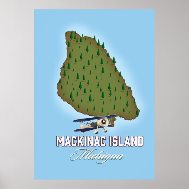 Póster Mapa de la isla Mackinac Michigan (Frente)