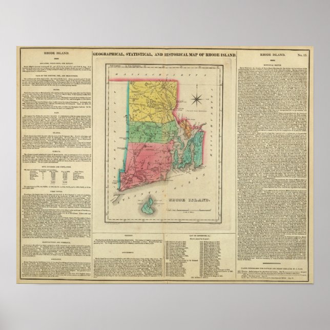 Póster Mapa De La Isla Rhode (Frente)