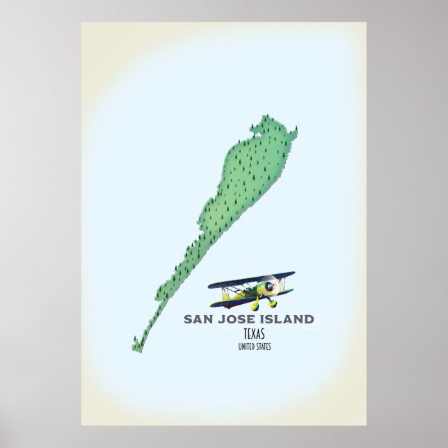 Póster Mapa de la isla San José Texas EE. UU. (Frente)