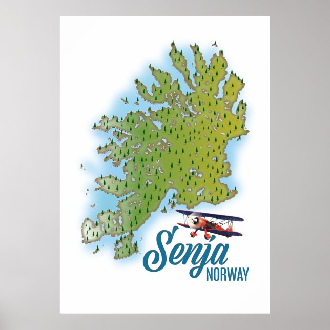 Póster Mapa de la isla Senja Noway (Frente)
