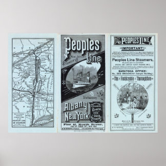 Póster Mapa de la línea de gente de vapor