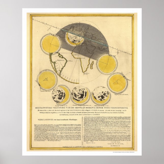 Póster Mapa de la luna y un eclipse solar por Panser 1748 (Frente)