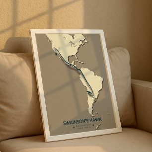 Póster Mapa de la migración del Halcón de Swainson - Mini