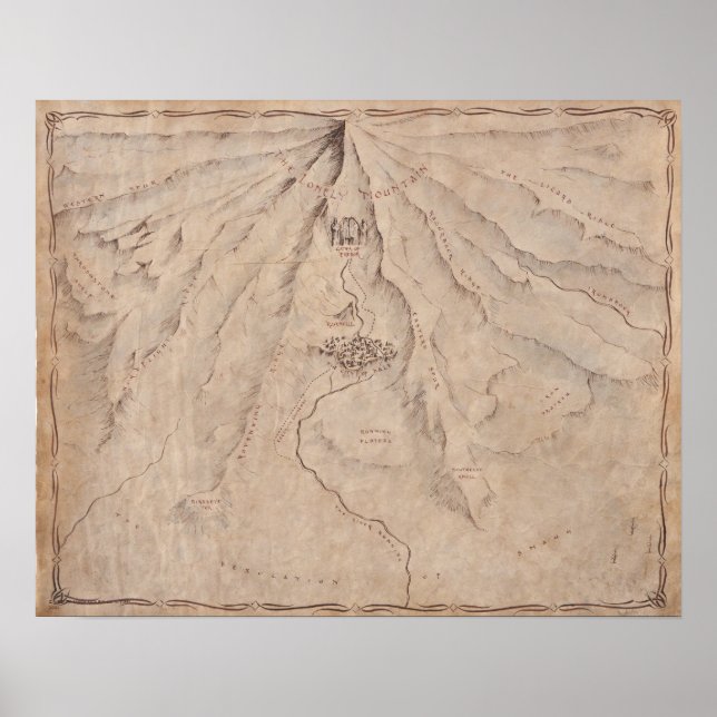 Póster Mapa de la montaña Lonley (Frente)