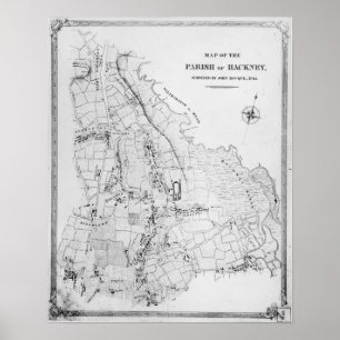Póster Mapa de la parroquia de Hackney