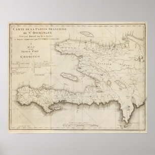 Póster Mapa de la parte francesa de Santo Domingo