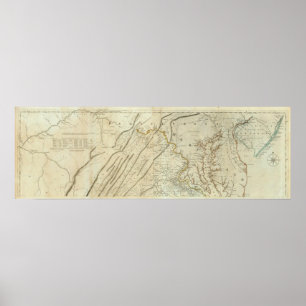 Póster Mapa de la parte habitada de Virginia, NJ. PA