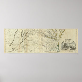 Póster Mapa de la parte más habitada de Virginia