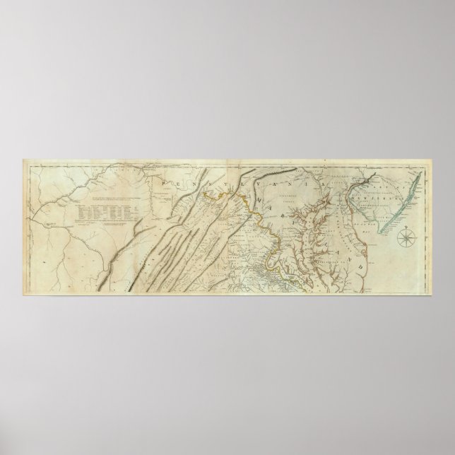 Póster Mapa de la parte más habitada de Virginia, NJ. PA (Frente)