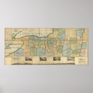 Póster Mapa de la parte occidental del estado de Nueva