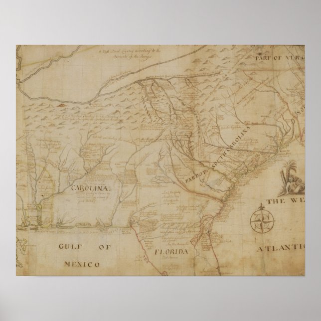 Póster Mapa de la parte sureste de Norteamérica, 172 (Frente)