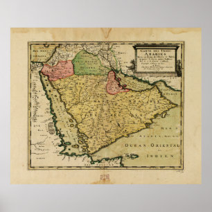 Póster Mapa de la península árabe (1654)