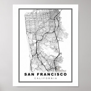 Póster Mapa de la península de San Francisco