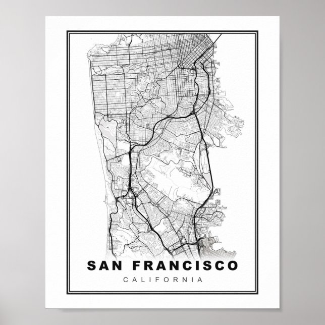 Póster Mapa de la península de San Francisco (Frente)
