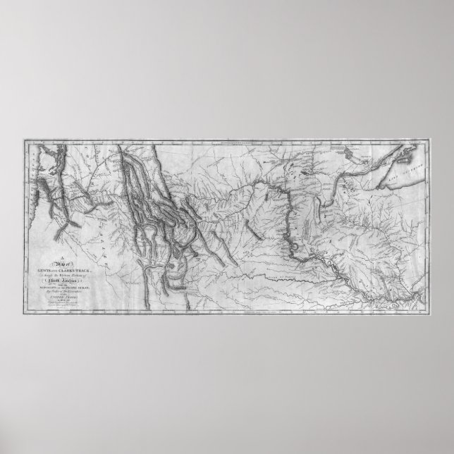 Póster Mapa de la pista de Lewis y Clark[1814] (Frente)