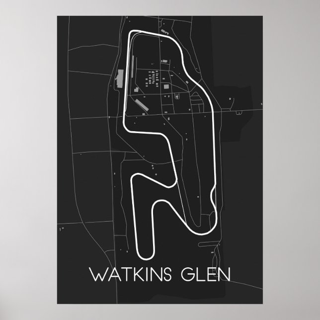 Póster Mapa de la pista de Watkins Glen (Frente)