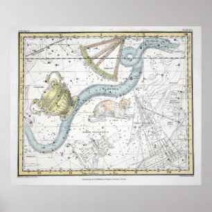 Póster Mapa de la placa de constelaciones XXVI