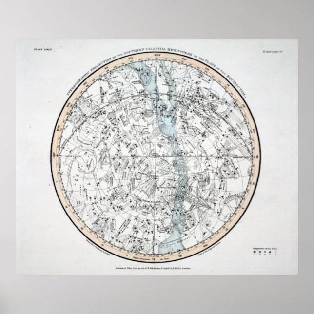 Póster Mapa de la placa del hemisferio sur XXVIII (Frente)