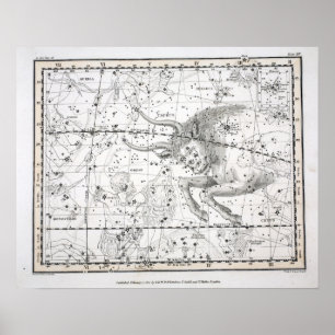 Póster Mapa de la placa XIV de las constelaciones