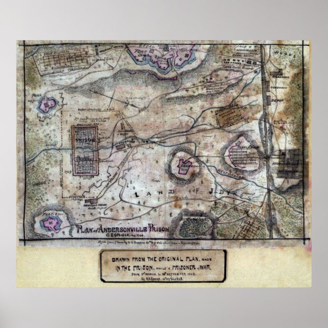 PÓSTER MAPA DE LA PRISIÓN ANDERSONVILLE - GUERRA CIVIL 18 (Frente)