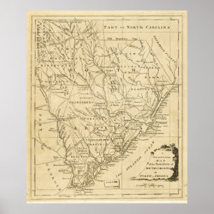 Póster Mapa de la provincia de Carolina del Sur (1779)