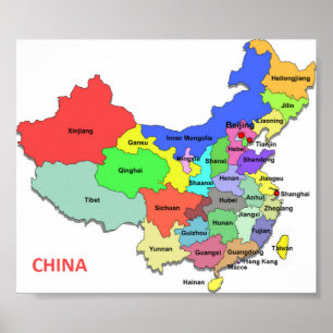 Póster Mapa de la provincia de China