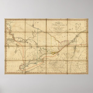 Póster Mapa de la provincia del Alto Canadá