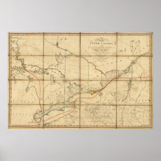 Póster Mapa de la provincia del Alto Canadá