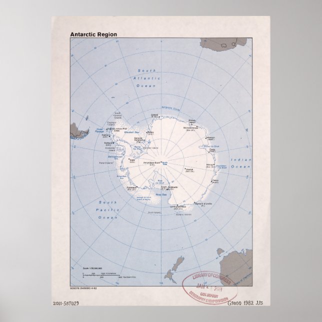 Póster Mapa de la región antártica (1982) (Frente)