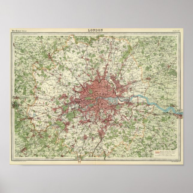 Póster Mapa de la región de Londres (Frente)