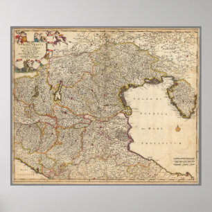 Póster Mapa de la región de Venecia, Italia