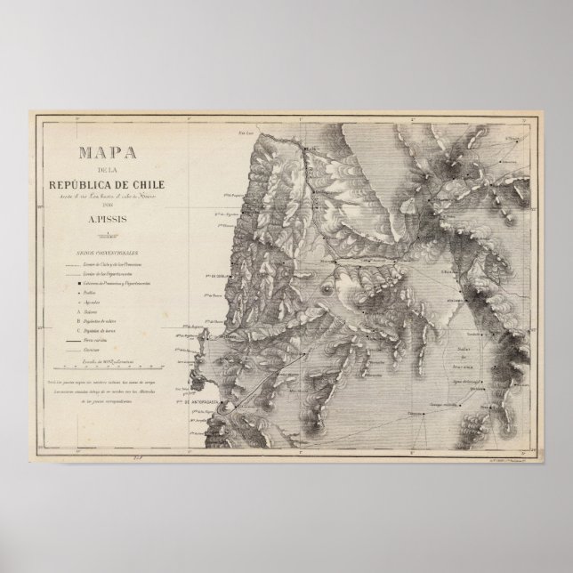 Póster Mapa de la República de Chile 1 (Frente)