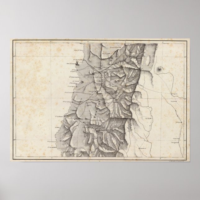 Póster Mapa de la República de Chile 3 (Frente)