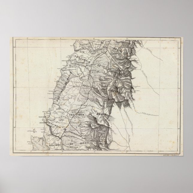 Póster Mapa de la República de Chile 6 (Frente)