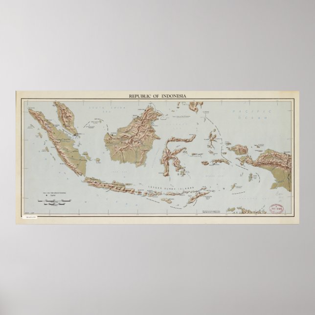 Póster Mapa de la República de Indonesia (1957) (Frente)