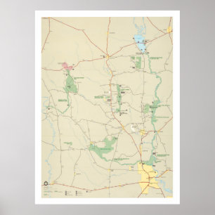 Póster Mapa de la Reserva Nacional Big Thicket (1993)
